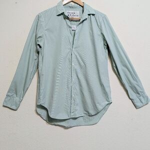 FRANK & EILEEN Barry Womens Small Button Front Shirt Green & White Checks Cotton